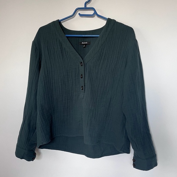 MADEWELL Green V Neck Cotton Blouse M - Picture 9 of 10